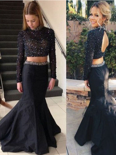 Black ugly prom dresses, Trumpet Mermaid High Neck Floor-length Taffeta Prom Dress Evening Dress MK148