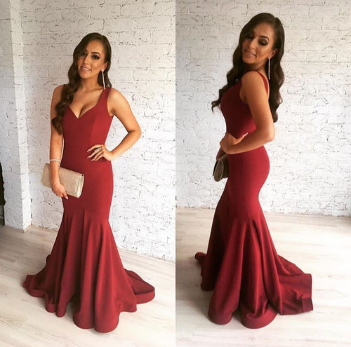 Long Prom Dress Mermaid Dress Formal Evening Dress ,Dark Red Prom Dress MK530