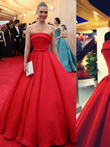 Red Long Prom Dress Strapless A-line Cute Bowknot Prom Dress/Evening Dress MK600