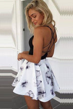 Chic Spaghetti Straps Print Homecoming Dress A-line Short Prom Gown Party Dress NA6915|Annapromdress
