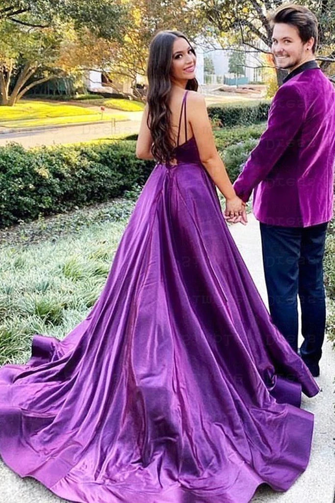 V Neck Backless Purple Satin Long Prom Dress With High Slit GJS702 v-neck-backless-purple-satin-long-prom-dress-with-high-slit-gjs702