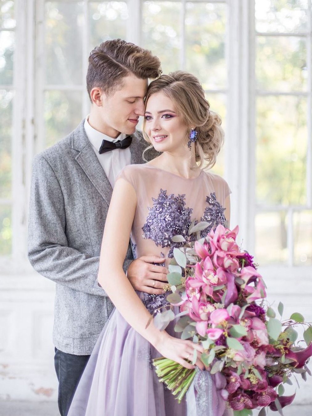 Gorgeous See Through Scoop Applique Lilac Long Prom Dress Evening Dresses NA4010