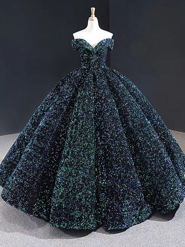 Off-the-shoulder Ball Gowns Beaded Long Prom Dresses Stunning Formal Dresses NAY016|Annapromdress