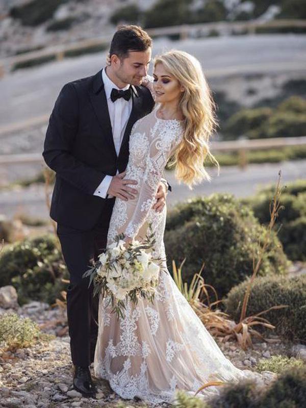 2019 Vintage Lace Wedding Dress with Sleeves Mermaid Wedding Dresses Bridal Gown YSJ1976|annapromdress