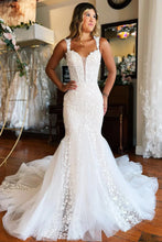 Mermaid Lace Sweep Appliques Train Long Wedding Dress