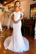 Mermaid Simple Off-the-Shoulder Boho Wedding Dress