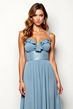 A Line Dusty Blue Spaghetti Straps Chiffon Wedding Guest Dress