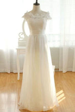 A-line Elegant Chiffon Lace Long Wedding Dresses Pretty Bridal Gown