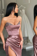 V-neck Stain Mermaid Long Prom Dress with Sequins and Slit