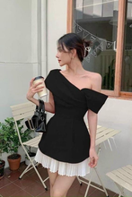 Black A-line Black and white Patchwork Homecoming Dress Y5825