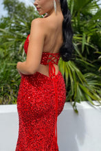 Elegant Sequined Sweetheart Mermaid Long Prom Dress with Ruffle