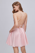 Spaghetti Strap A Line Backless Short Homecoming Dresses