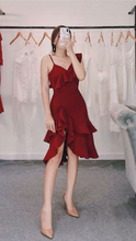 Burgundy A-line Ruffle Party Dress Short Homecoming Dress Y5350