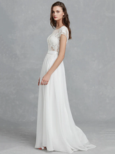 Wedding Dresses Bateau Neck  Satin Long Sleeve Mordern Backless with Buttons