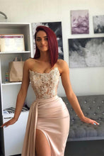 Long Mermaid Sweetheart Applique Lace Prom Dress with Slit