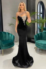 One Shoulder Black Mermaid Long Prom Dress With Rhinestones