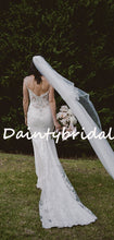Pretty V-neck Simple Tulle Lace Mermaid Long Wedding Dresses, DB10739
