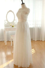 A-line Elegant Chiffon Lace Long Wedding Dresses Pretty Bridal Gown