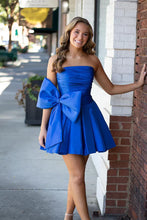 A-Line Strapless Pleated Party Dress with Bow