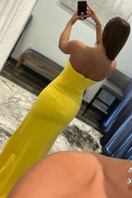 Yellow Strapless Long Formal Dress with Slit