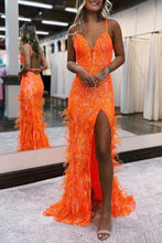 Sonia | Jade Sequin Lace V Neck Mermaid Prom Dresses with Slit