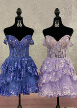 A-Line Sweetheart Tiered Short Homecoming Dress