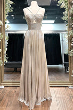 Madalyn| Metallic Keyhole Spaghetti Strap Long Prom Dress with Slit