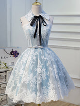 Cute Halter Homecoming Dresses with Lace Appliques