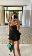 A-line Spaghetti Straps Black Short Homecoming Dress Cute Little Black Dress Y456