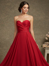 Elegant Formal Red Maxi Prom Dress Strapless Evening Gown