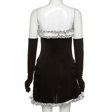 Black Party Tube Skirt Irregular White Ruffle Bandage Dress Black Homecoming Dress Y2617