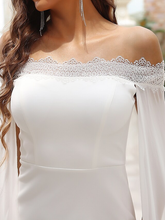 Wedding Dresses Off Shoulder  Chiffon Satin Lace Over Satin Sleeveless Simple with Draping Lace Insert