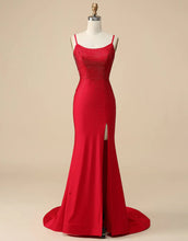 Royal Blue Beaded High Slit Mermaid Prom Dress SYP104