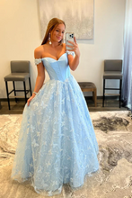 Ball Gown Sweetheart Strapless Embroidery Off The Shoulder Long Evening Dresses GJS736