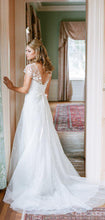 See Through Neck Cap Sleeve Charming Applique Bead Tulle A-line Wedding Dresses, WD0146