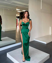 Long Mermaid Sweetheart Satin Prom Dress with Split