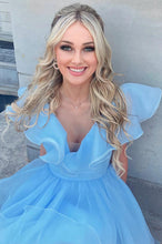 A Line V Neck Organza Ruffles Homecoming Dress