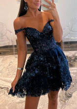 A-Line Sweetheart Tiered Short Homecoming Dress