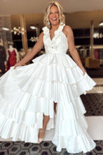 Flora | Halter Red Ruffle Tiered A-Line Prom Dress