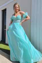Rachel |A line Sweetheart Chiffon Prom Dress with Puff Sleeves