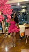 Unique Strapless Hot Pink Pleated Homecoming Dress Short Birthday Dress Y7853