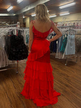 Fuchsia Mermaid Spaghetti Straps Ruffles Long Prom Party Dress