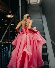 Elisa |Light Pink A Line Strapless Organza Prom Dress