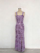 Lavender Square Neckline Floral Sequin Column Prom Dress with Wide Straps