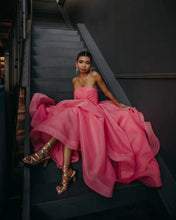 Elisa |Light Pink A Line Strapless Organza Prom Dress