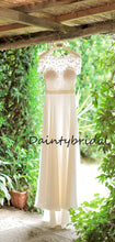 Simple Fashion Lace Chiffon A-line Evening Party Long Wedding Dresses, DB10693