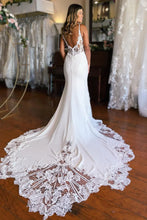 Boho Mermaid Spaghetti Straps Long Wedding Dress with Lace