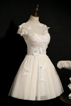 Champagne Lace Up Butterfly Appliques Tulle Homecoming Dresses