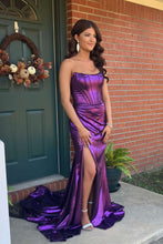 Serilda | Dark Green Strapless Sheath Satin Long Prom Dress With Split