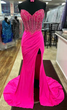 Sienna | Royal Blue Strapless Beaded Long Prom Dress with Slit